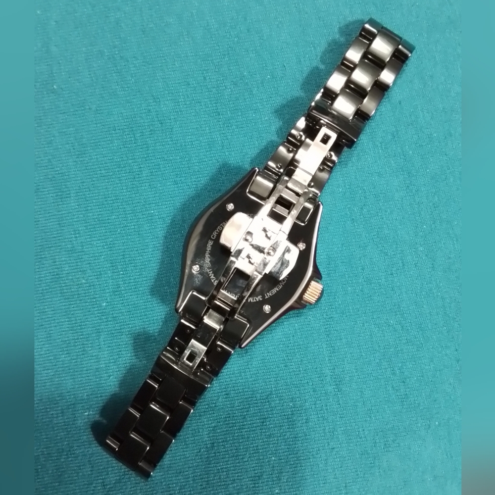 (898)Vintage Oniss Paris Women's ON815-LRG BLK Lario Ceramic Collection Swiss - Picture 10 of 14